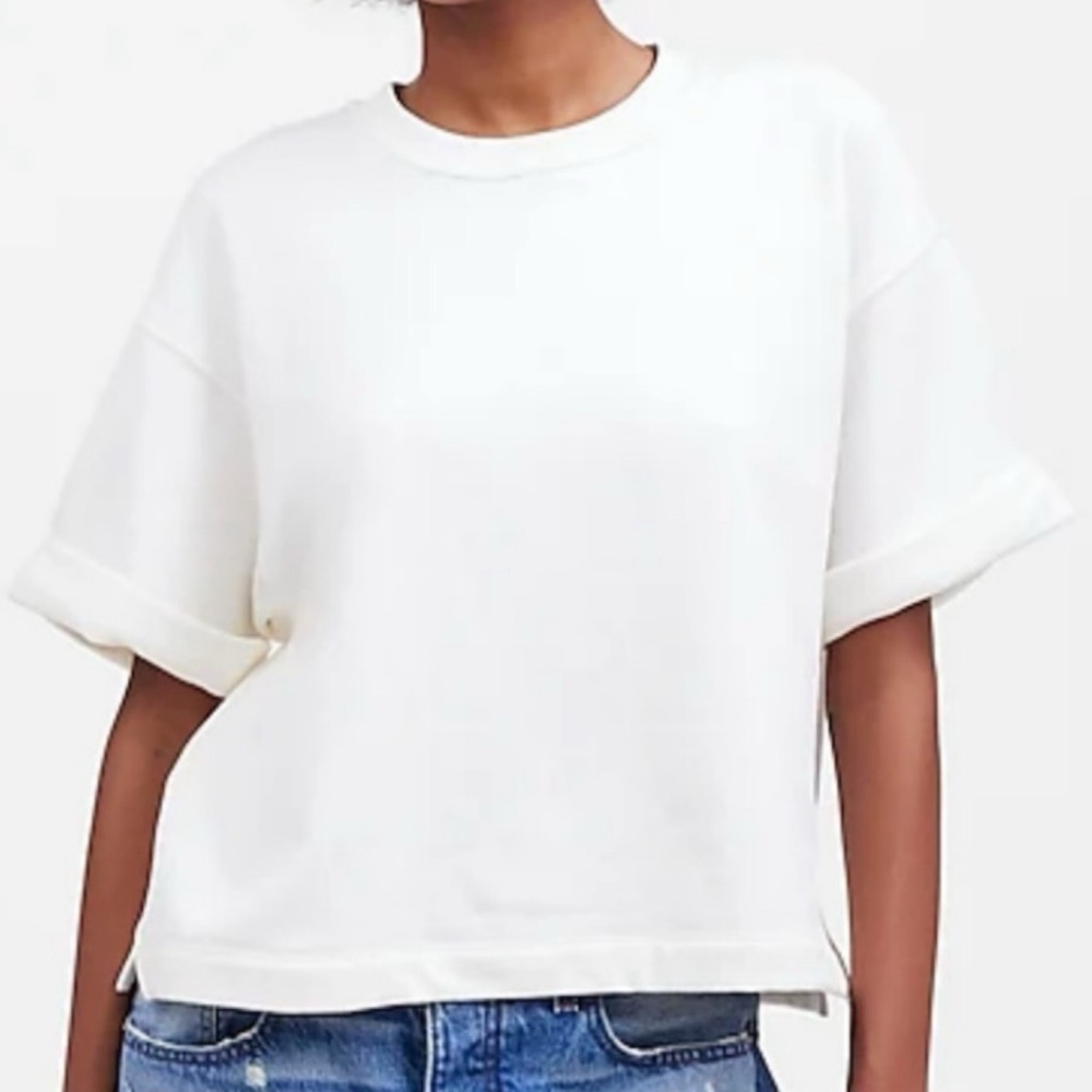 Madewell Sweatshirt Tee in White Size Large